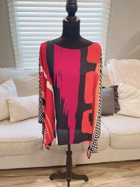 Chico’s Mixed Print Abstract Blouse Size L/XL